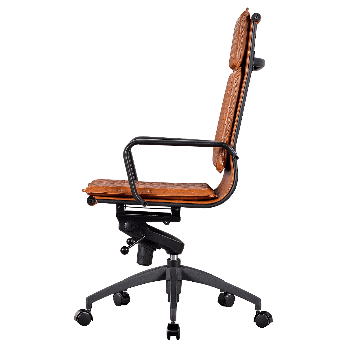 Silla Ejecutiva Diamond Highback Softpad Piel Coñac Estructura Negra 4