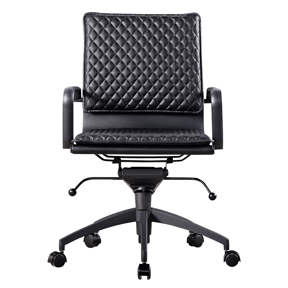Diamond Lowback Softpadded Office Chair Black Leather Black Frame 4