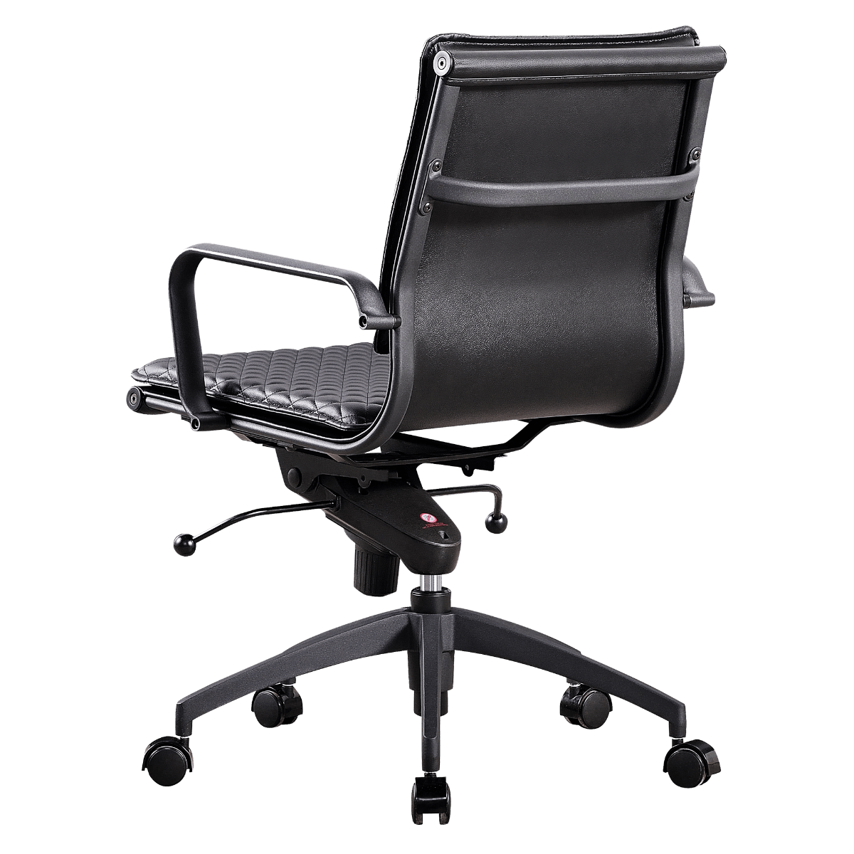 Diamond Lowback Softpadded Office Chair Black Leather Black Frame 5