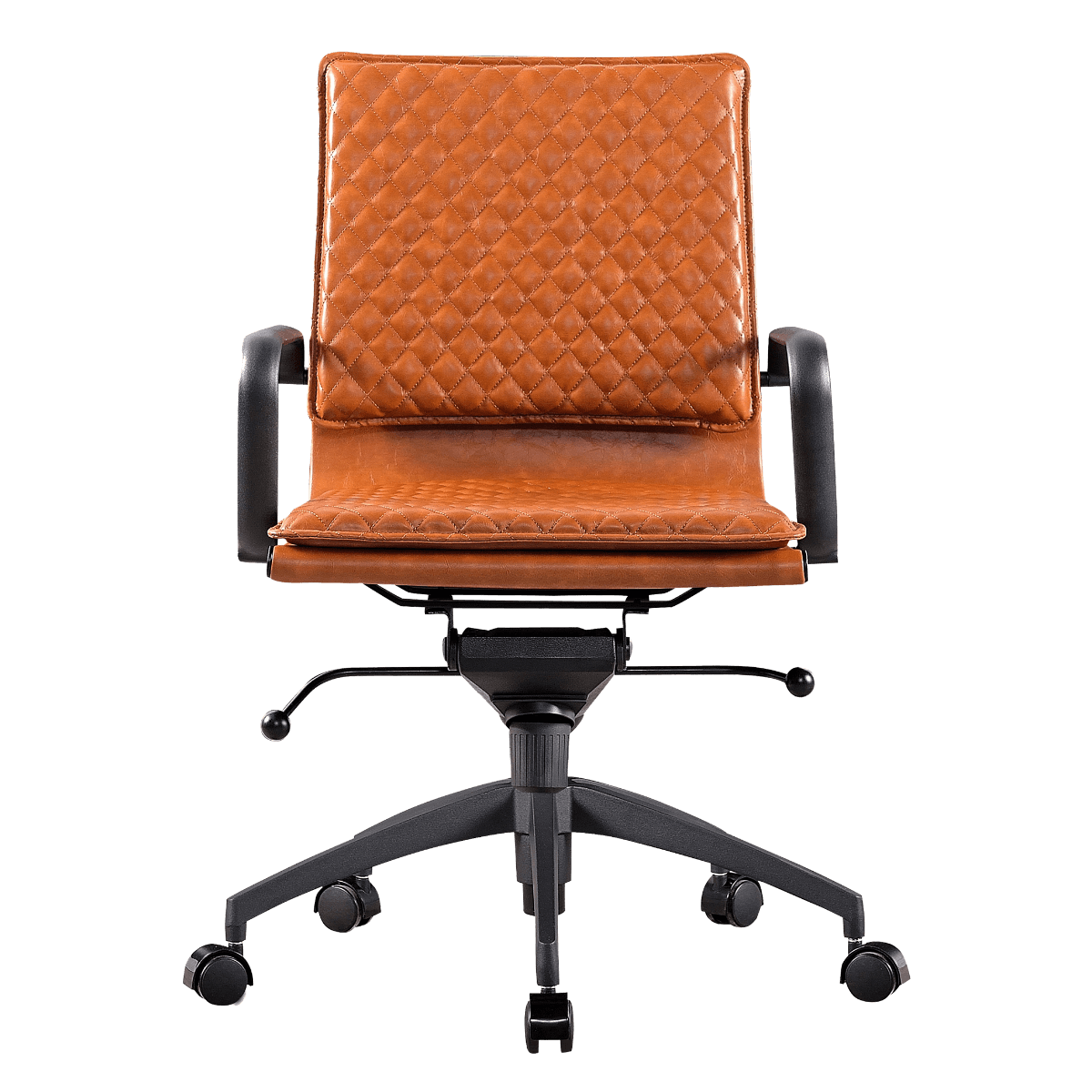 Diamond Lowback Softpadded Office Chair White Leather Black Frame – 3