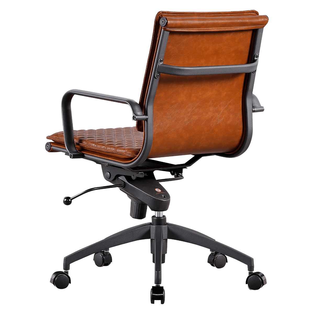 Diamond Lowback Softpadded Office Chair White Leather Black Frame – 4