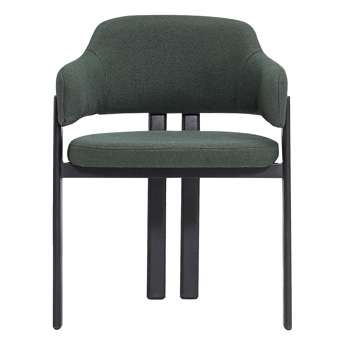 Isamu Japandi Dining Chair Green Boucle Black Base 1