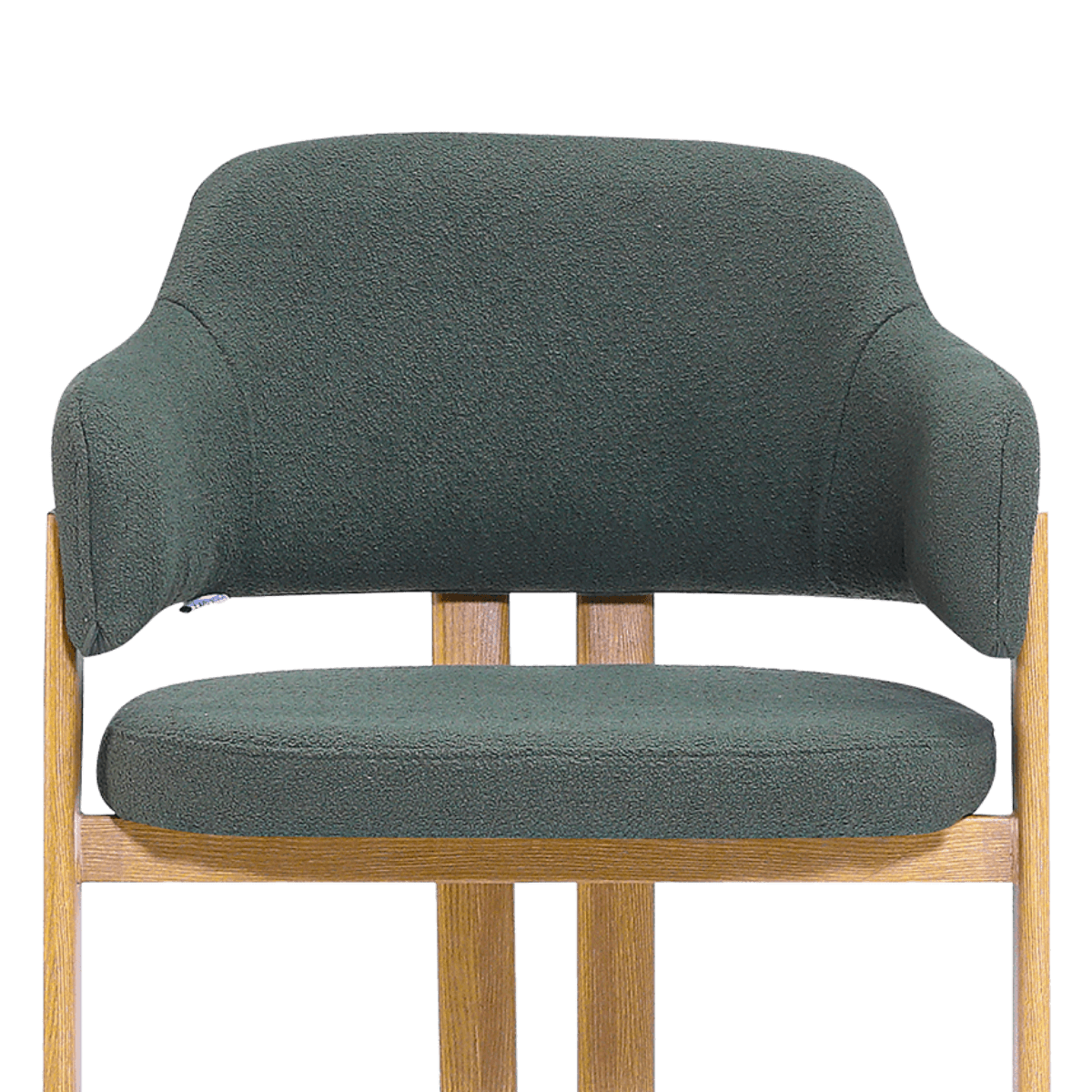 Isamu Japandi Dining Chair Green Boucle Oak Finish Base 2