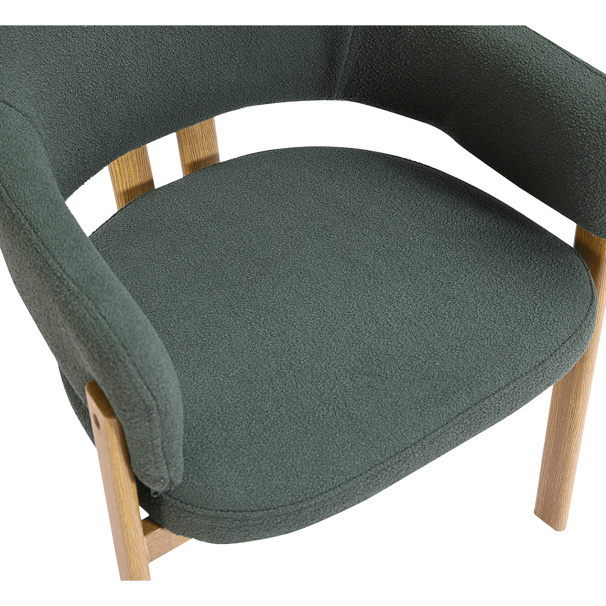 Isamu Japandi Dining Chair Green Boucle Oak Finish Base 4
