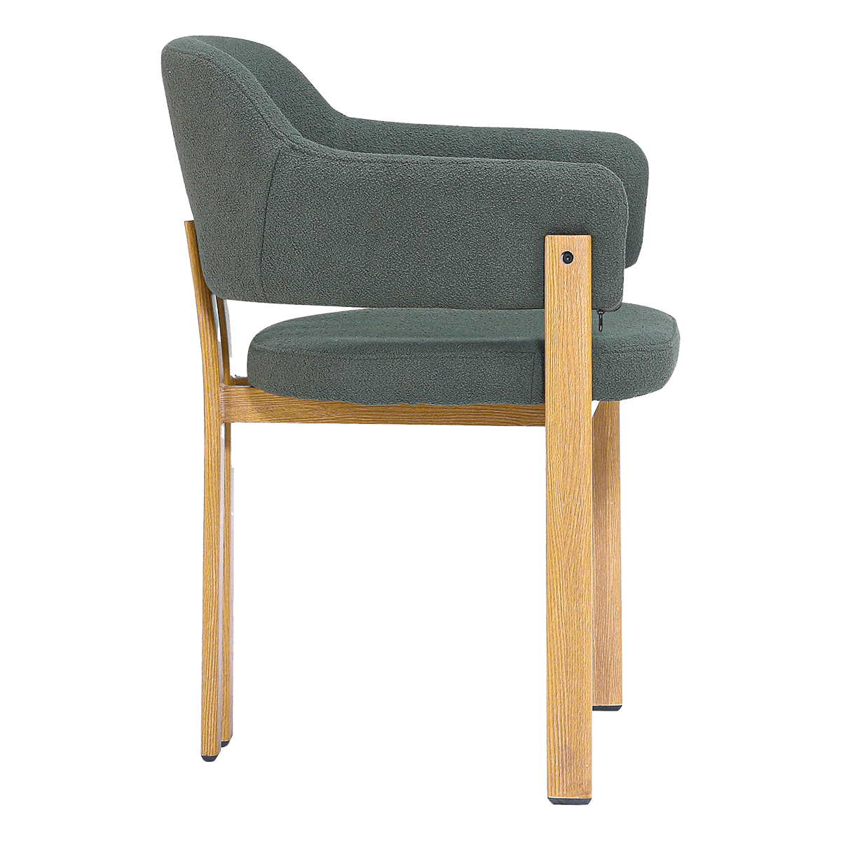 Isamu Japandi Dining Chair Green Boucle Oak Finish Base 7