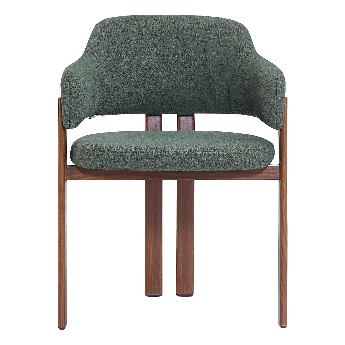 Isamu Japandi Dining Chair Green Boucle Walnut Finish Base 5