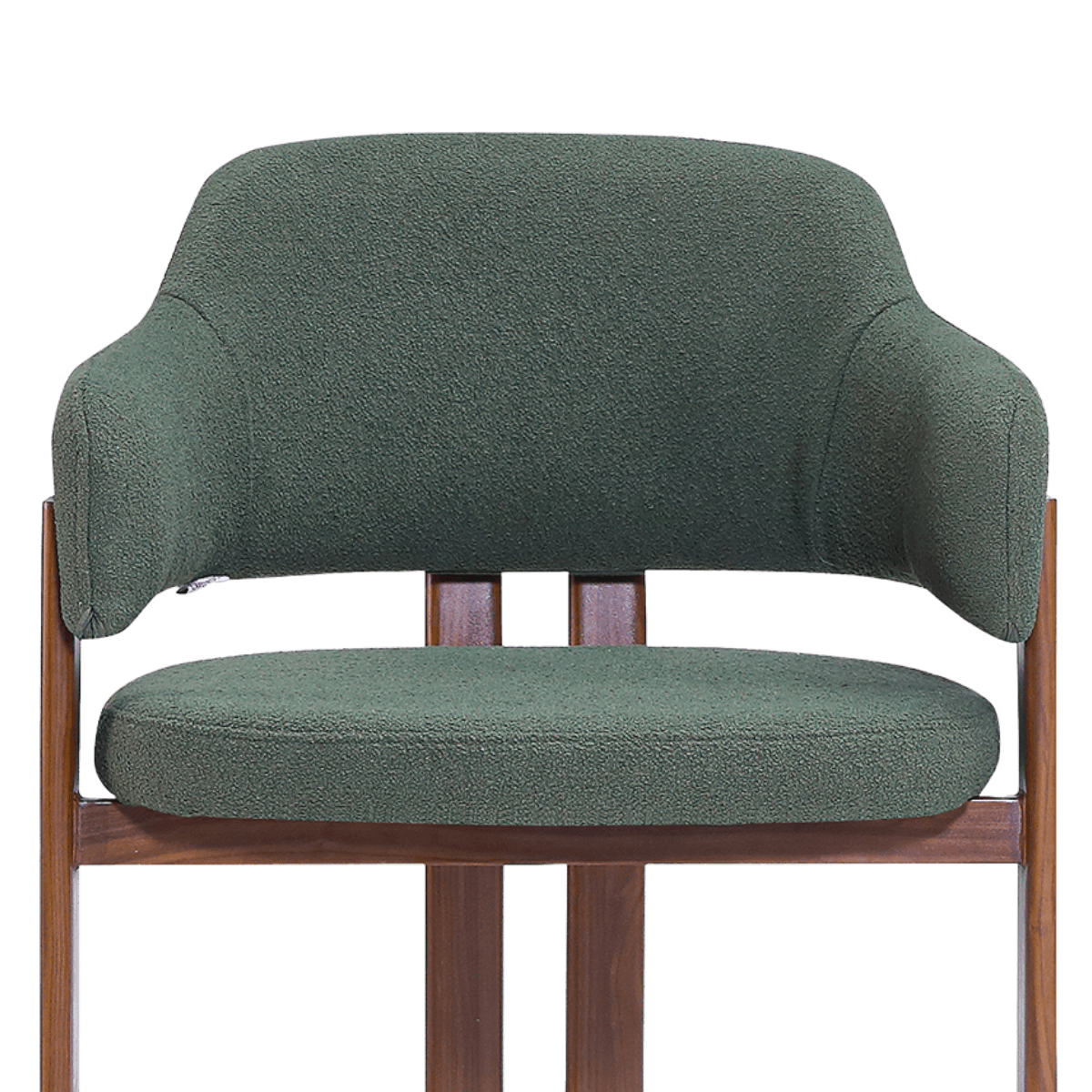 Isamu Japandi Dining Chair Green Boucle Walnut Finish Base 7