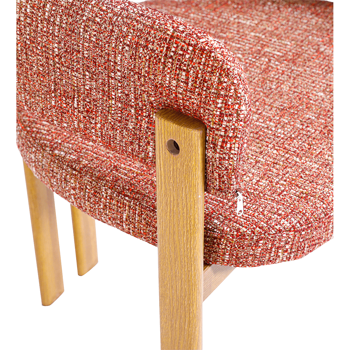 Isamu Japandi Dining Chair Red OTE Oak Finish Base 5