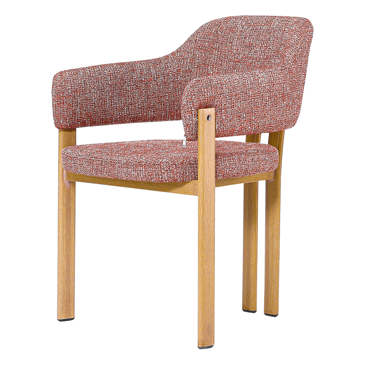 Isamu Japandi Dining Chair – Red OTE – Oak Finish Base