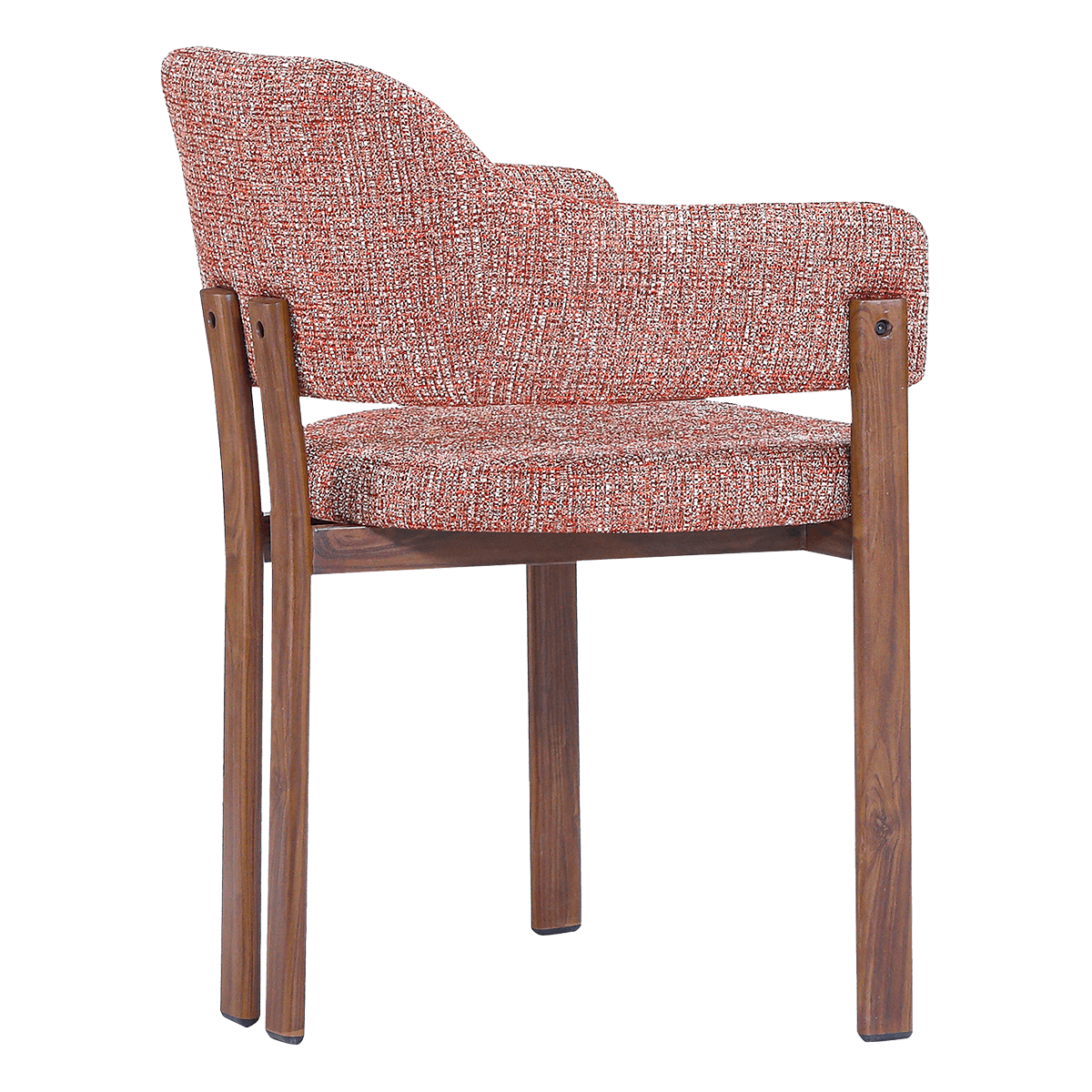 Isamu Japandi Dining Chair Red OTE Walnut Finish Base 1