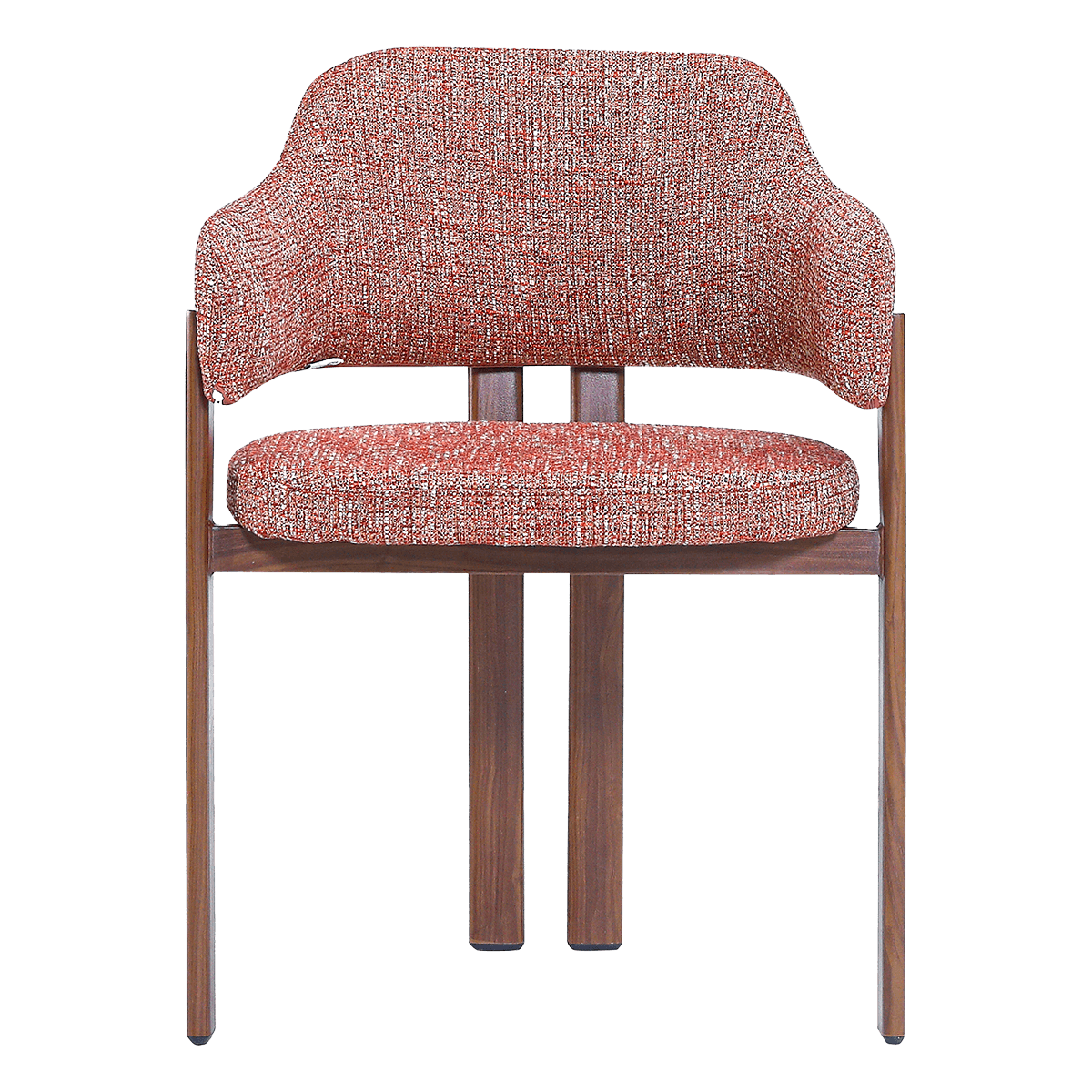 Isamu Japandi Dining Chair Red OTE Walnut Finish Base 7