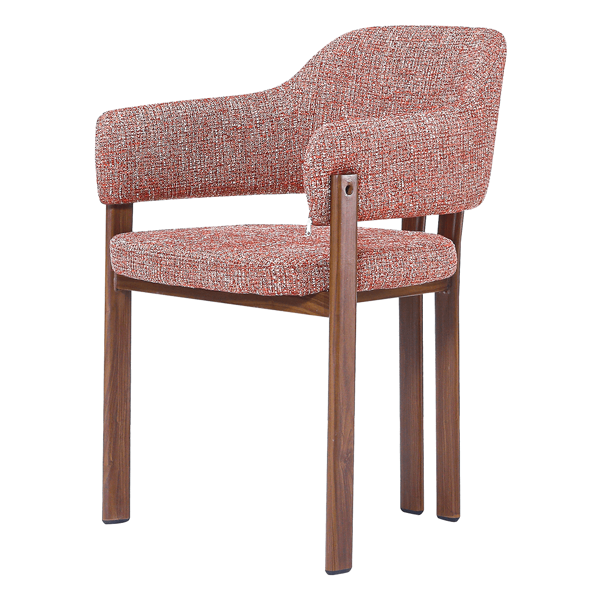 Isamu Japandi Dining Chair – Red OTE – Walnut Finish Base