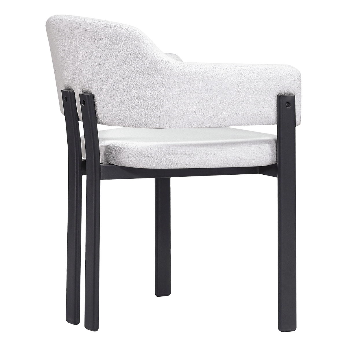 Isamu Japandi Dining Chair White Boucle Black Base 1