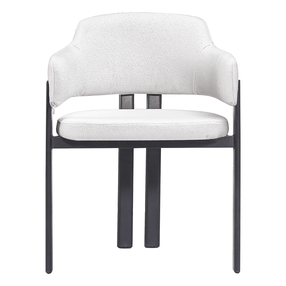 Isamu Japandi Dining Chair White Boucle Black Base 3