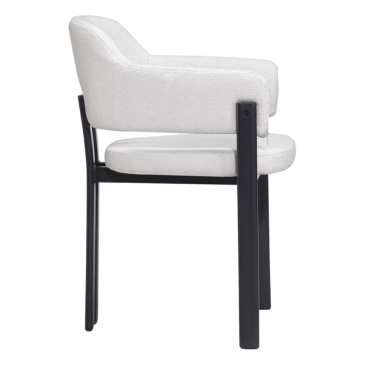 Isamu Japandi Dining Chair White Boucle Black Base 4