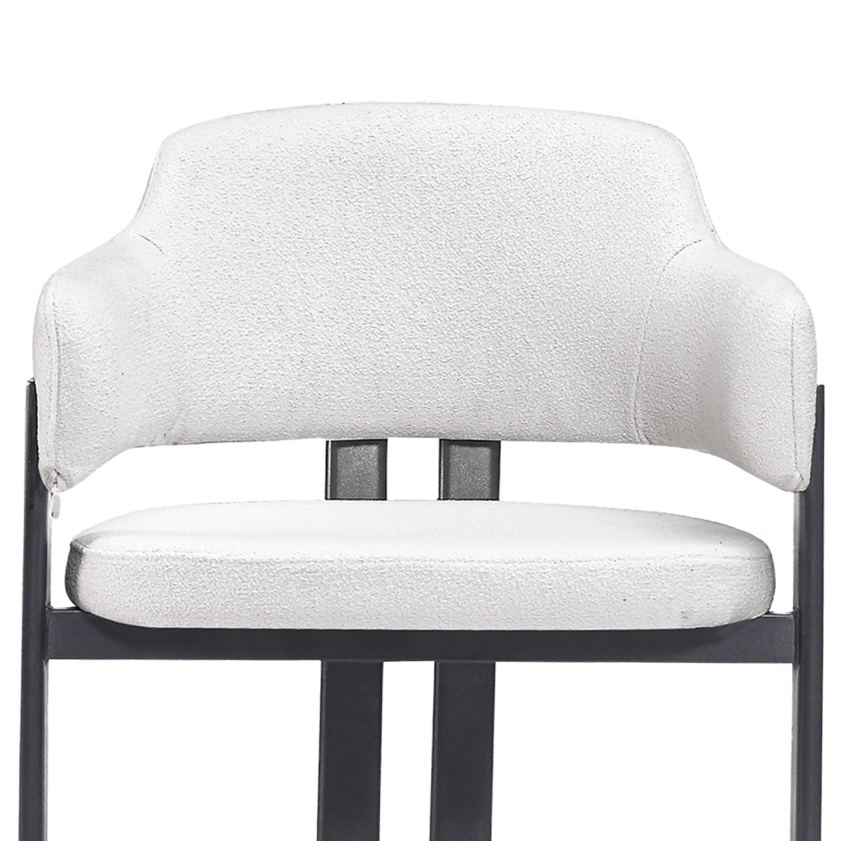 Isamu Japandi Dining Chair White Boucle Black Base 5
