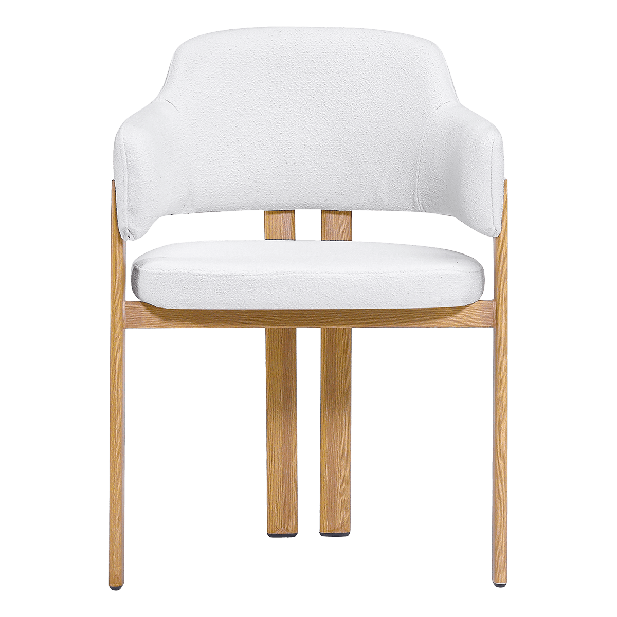 Isamu Japandi Dining Chair White Boucle Oak Finish Base 1
