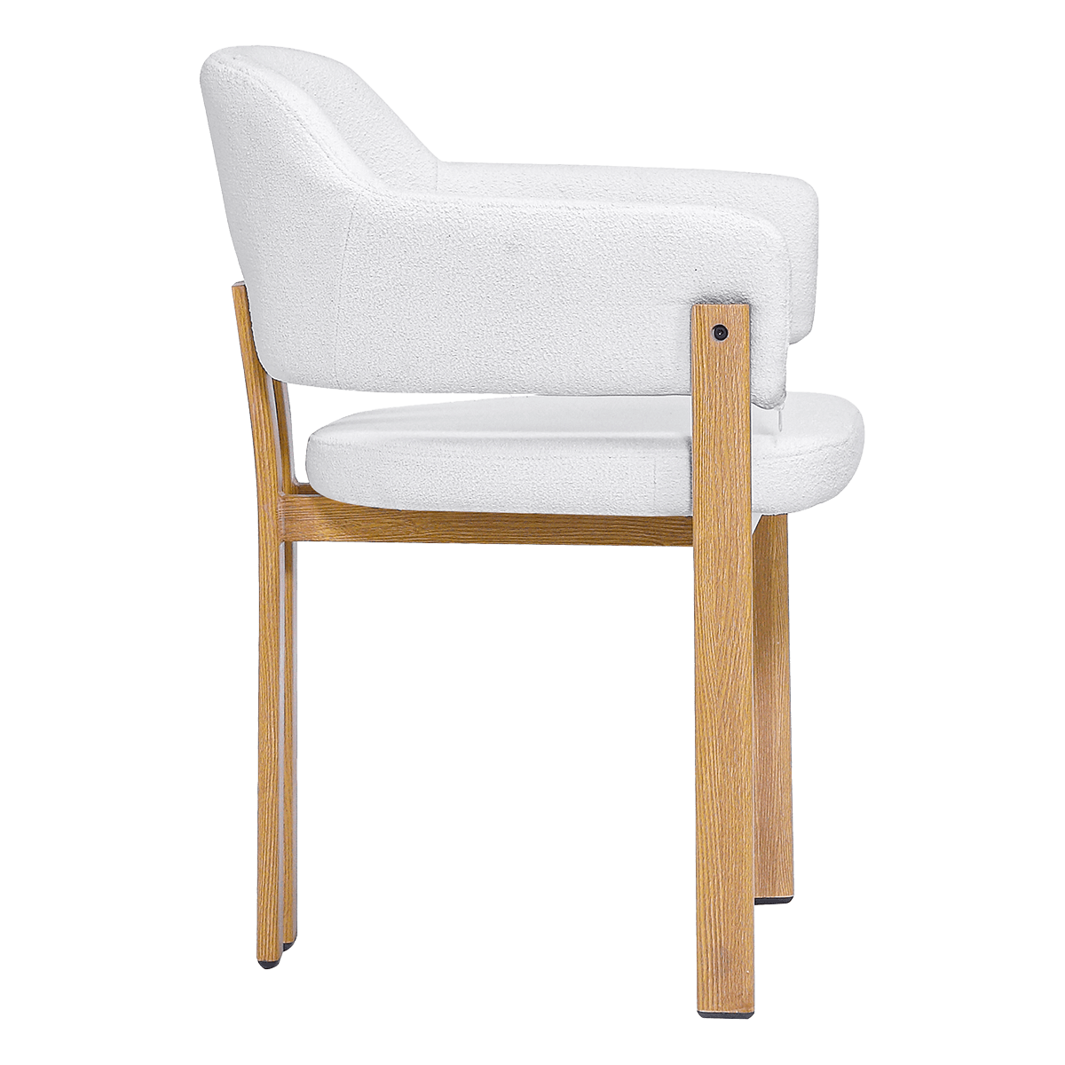 Isamu Japandi Dining Chair White Boucle Oak Finish Base 2