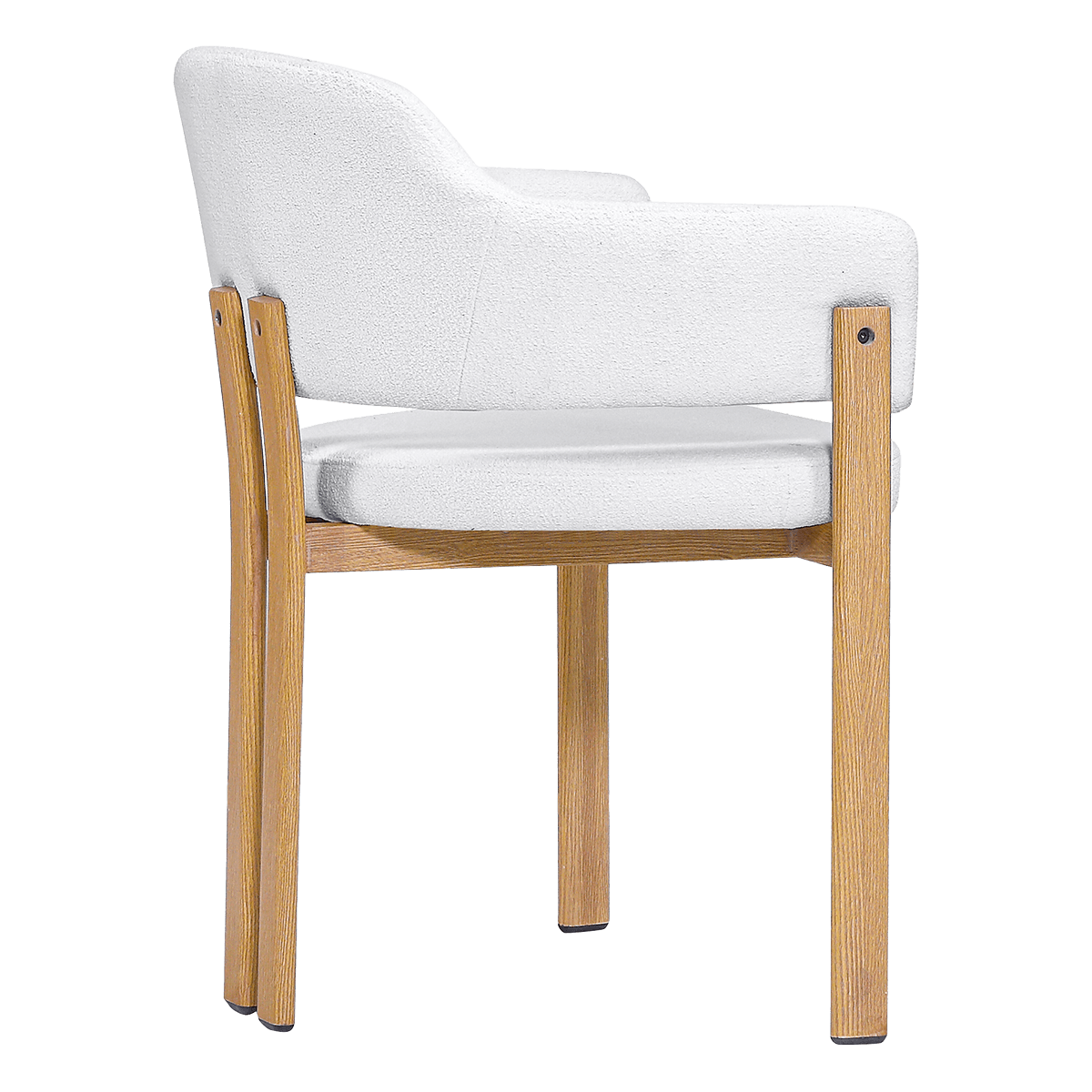 Isamu Japandi Dining Chair White Boucle Oak Finish Base 3