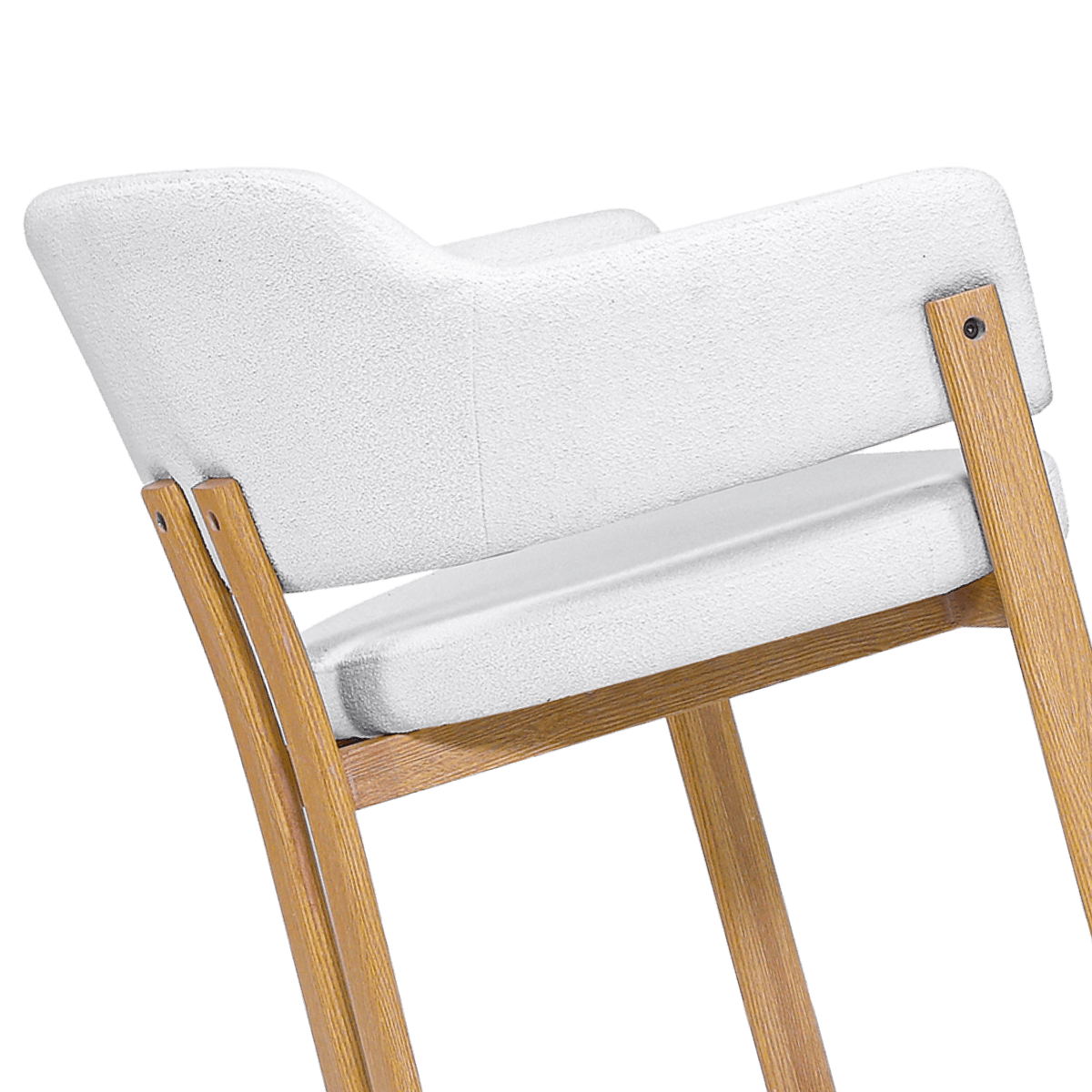 Isamu Japandi Dining Chair White Boucle Oak Finish Base 5
