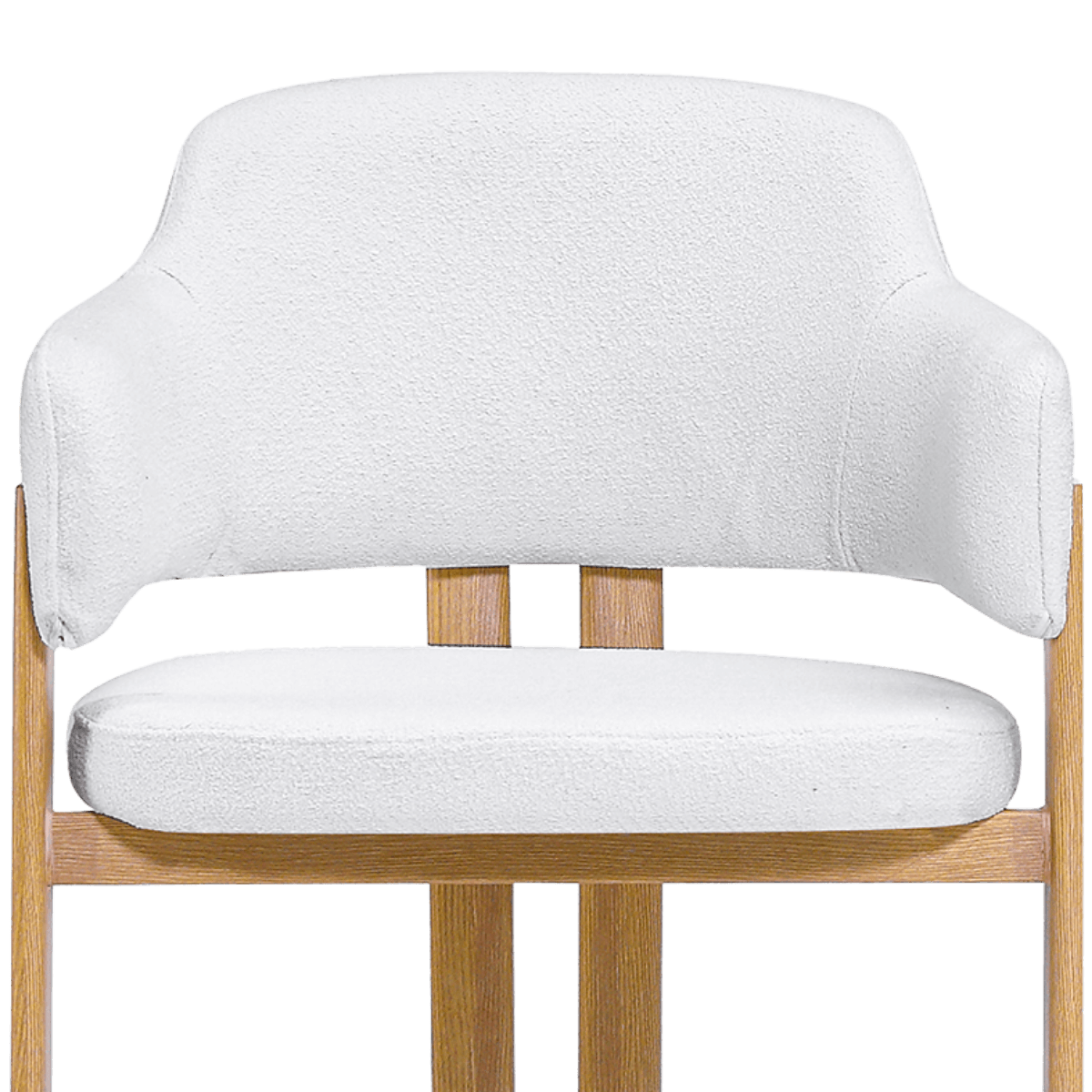 Isamu Japandi Dining Chair White Boucle Oak Finish Base 6