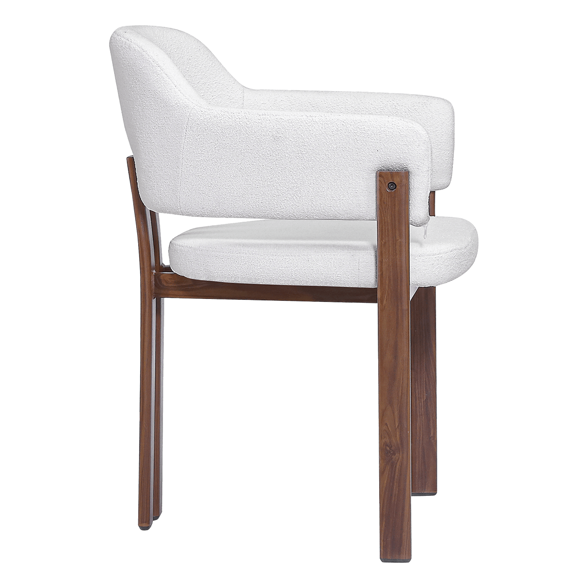 Isamu Japandi Dining Chair White Boucle Walnut Finish Base 1