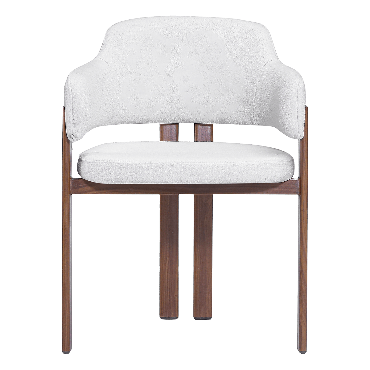 Isamu Japandi Dining Chair White Boucle Walnut Finish Base 2