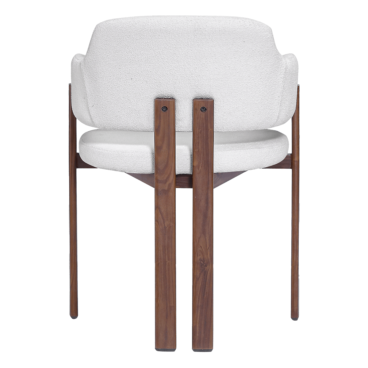 Isamu Japandi Dining Chair White Boucle Walnut Finish Base 4