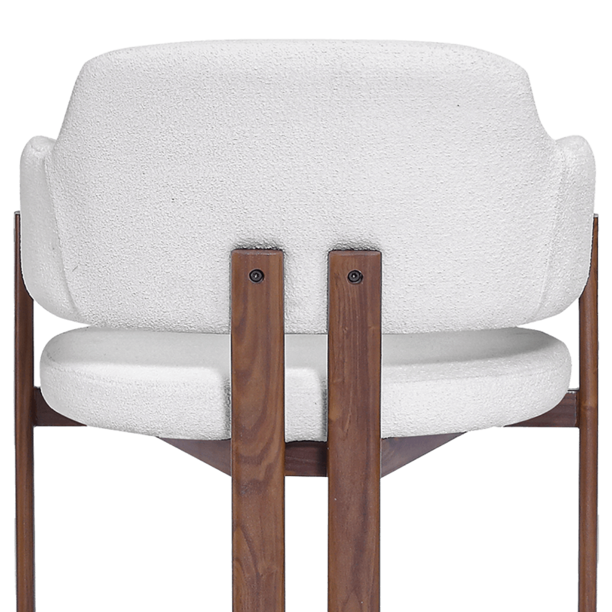 Isamu Japandi Dining Chair White Boucle Walnut Finish Base 5