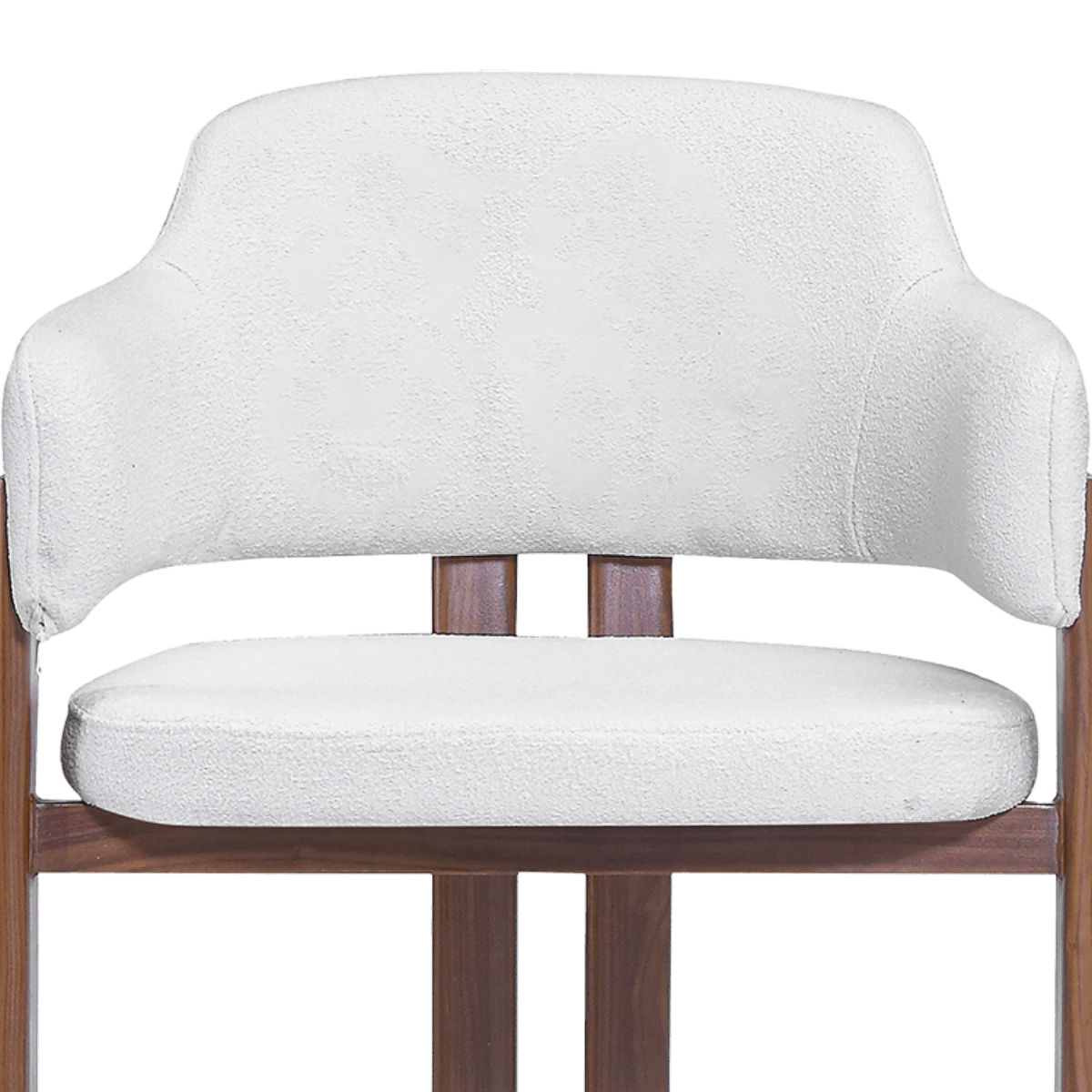 Isamu Japandi Dining Chair White Boucle Walnut Finish Base 7