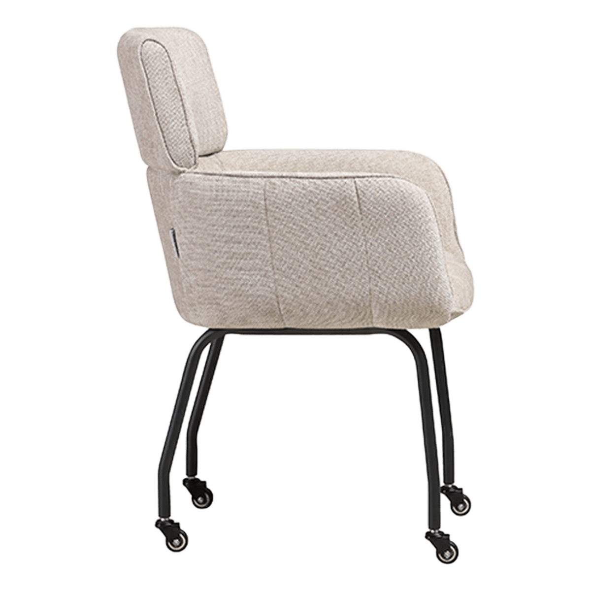 Modar Dining Chair on Casters Sand Chenille Black Frame 1