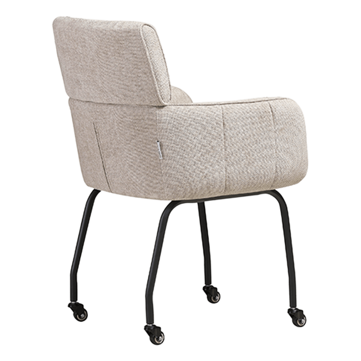 Modar Dining Chair on Casters Sand Chenille Black Frame 2