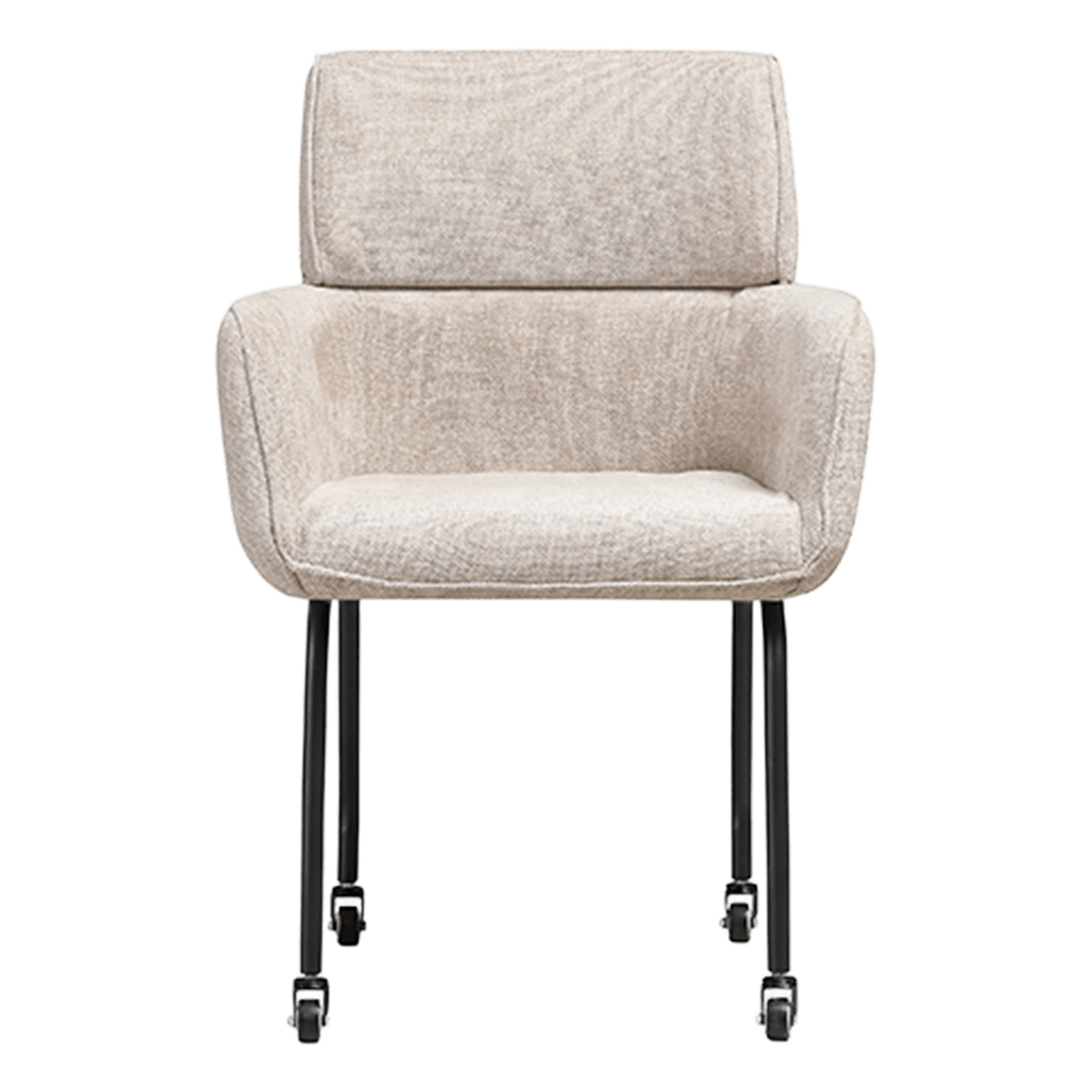 Modar Dining Chair on Casters Sand Chenille Black Frame 3