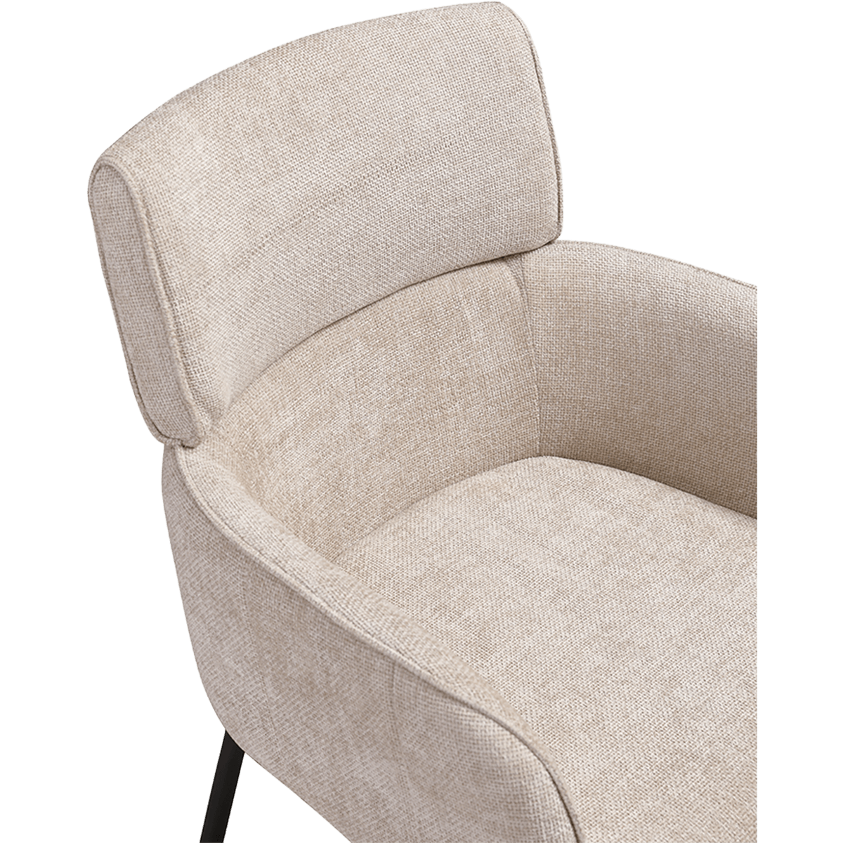 Modar Dining Chair on Casters Sand Chenille Black Frame 5