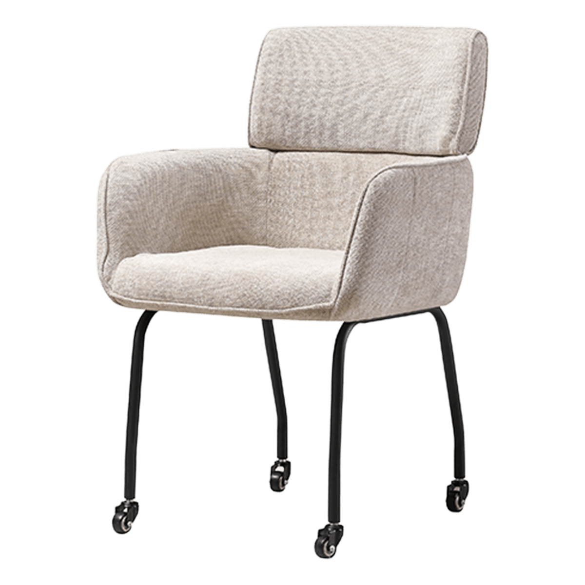 Modar Dining Chair on Casters – Sand Chenille – Black Frame