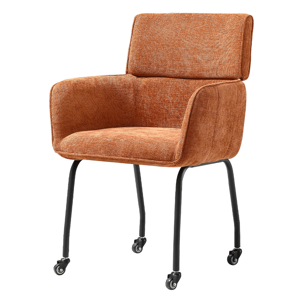 Modar Dining Chair on Casters – Terracotta Chenille – Black Frame