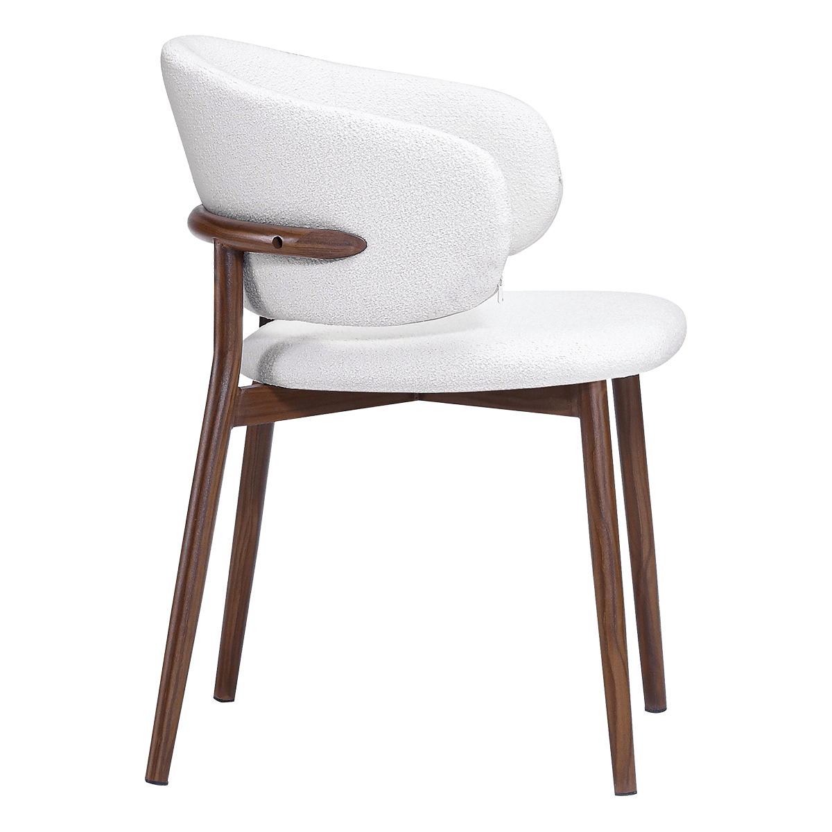 Nagato Design Besprechungsstuhl Weiß Boucle Walnuss Gestell 2