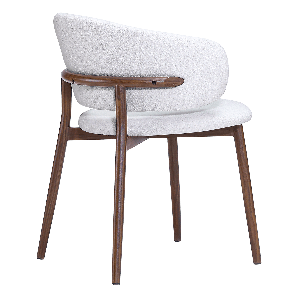 Nagato Design Besprechungsstuhl Weiß Boucle Walnuss Gestell 3