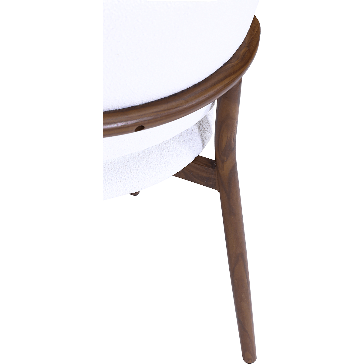 Nagato Design Besprechungsstuhl Weiß Boucle Walnuss Gestell 5