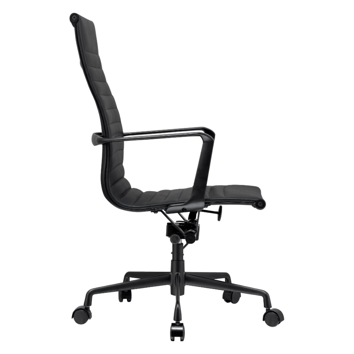 Silla Ejecutiva Premium Highback Acanalada Piel Negra Estructura Negra 3