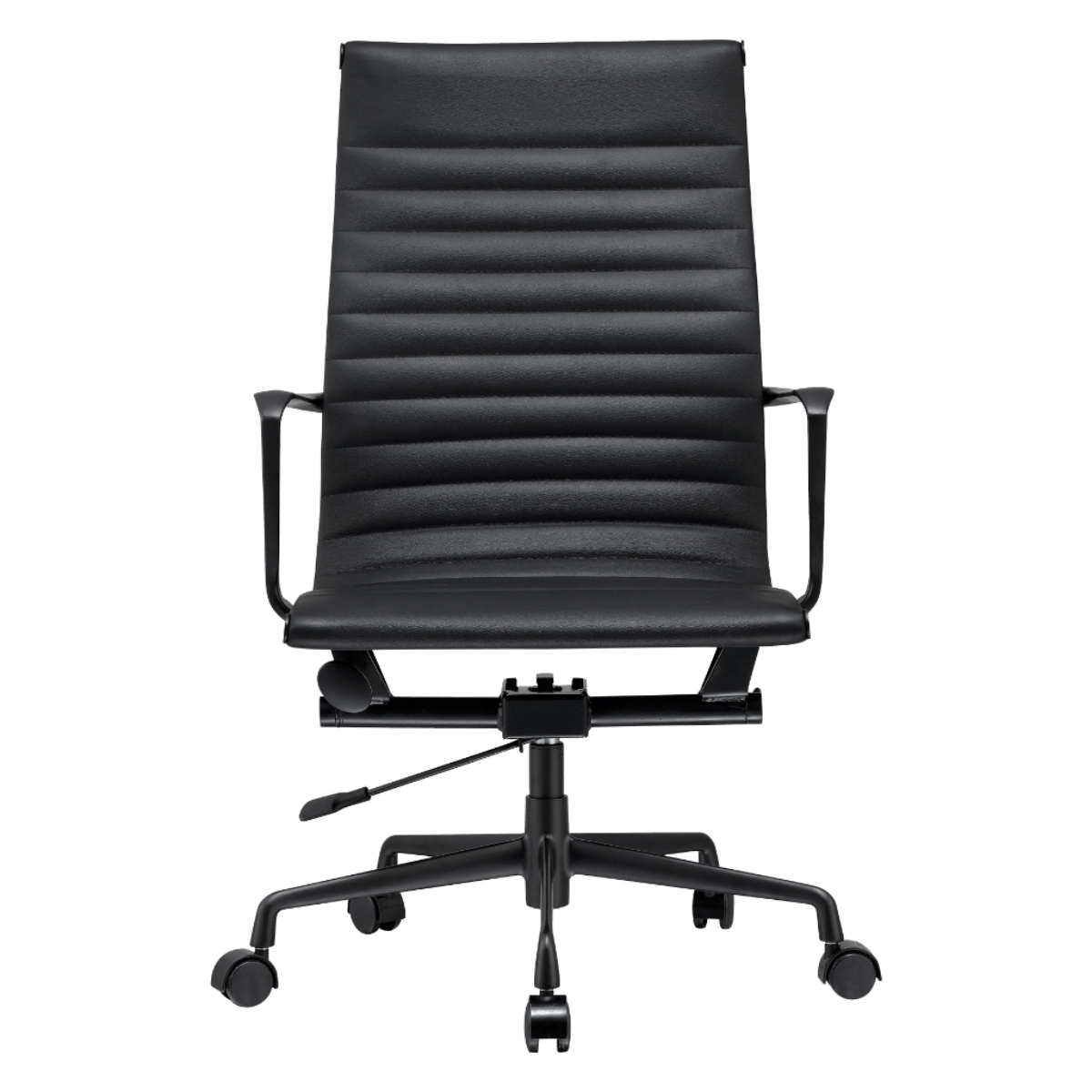 Silla Ejecutiva Premium Highback Acanalada Piel Negra Estructura Negra 4
