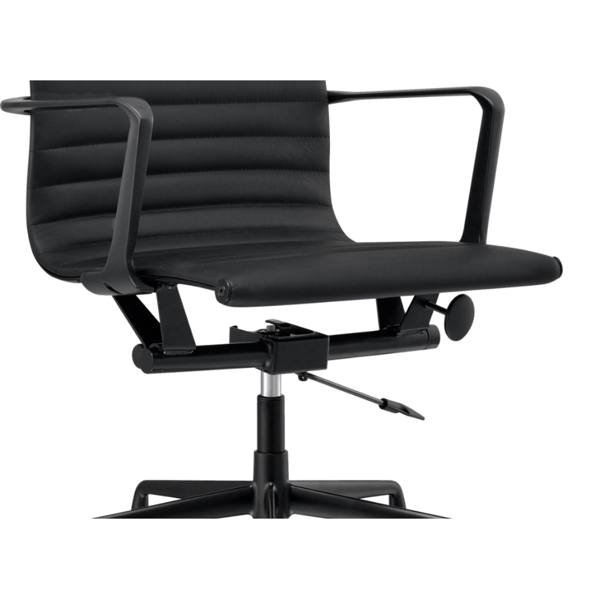 Silla Ejecutiva Premium Highback Acanalada Piel Negra Estructura Negra 9