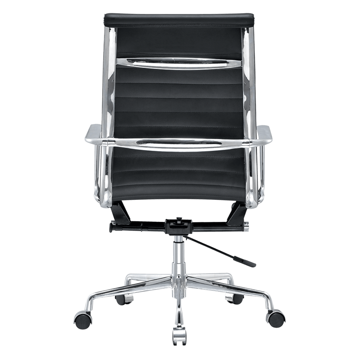 Premium Highback Ribbed Executive Chair Black Leather Chrome Frame 23