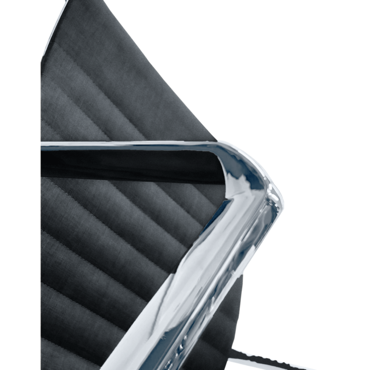 Premium Highback Ribbed Executive Chair Black Linen Chrome Frame 12