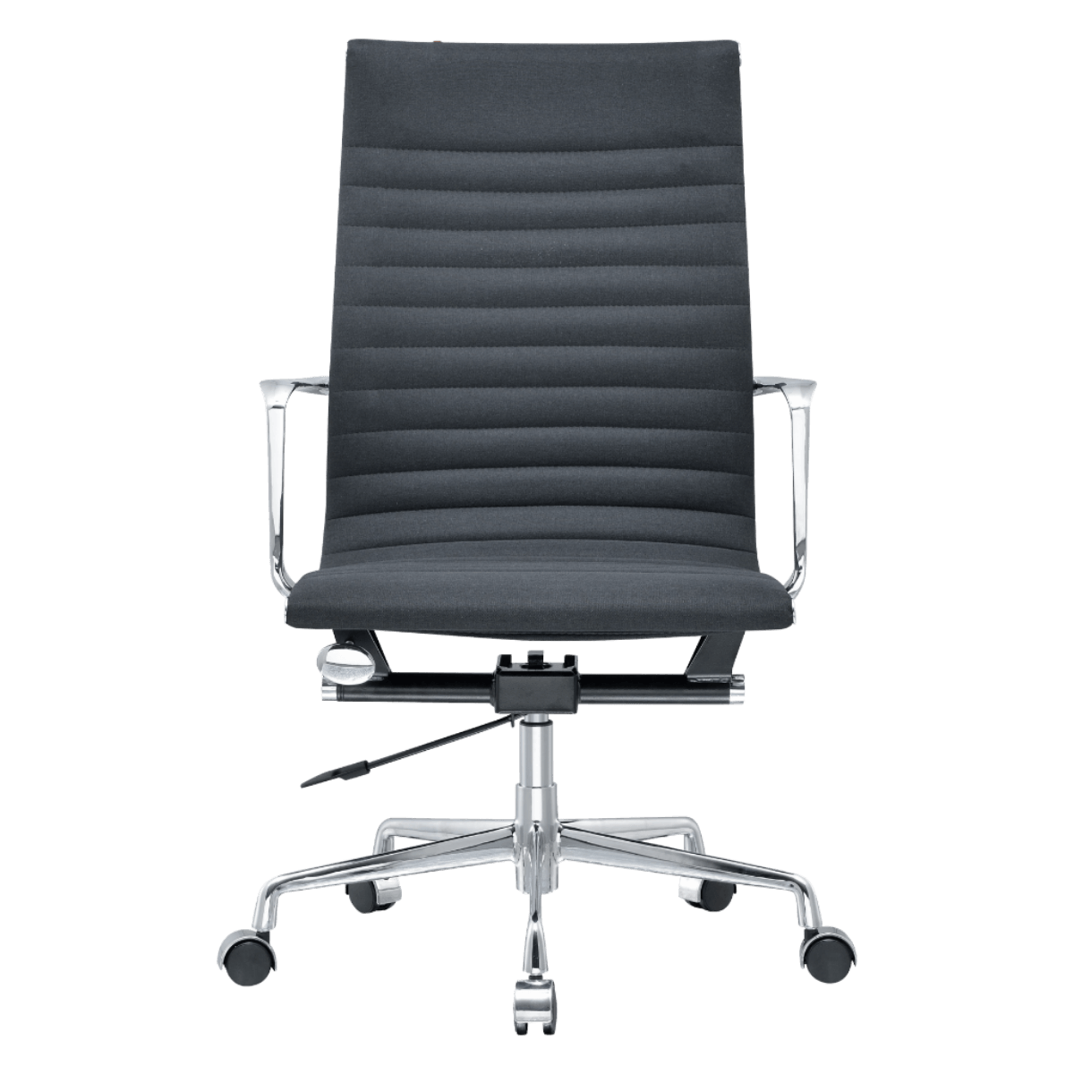 Premium Highback Ribbed Executive Chair Black Linen Chrome Frame 3