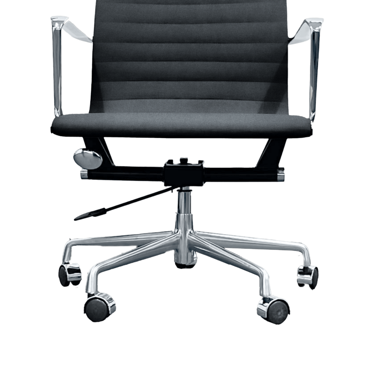 Premium Highback Ribbed Executive Chair Black Linen Chrome Frame 7