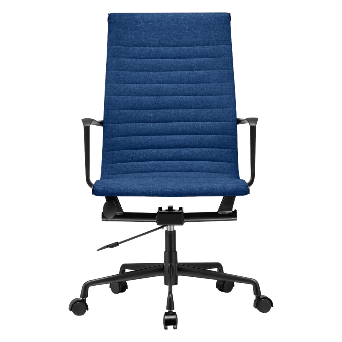 Silla Ejecutiva Premium Highback Acanalada Lino Azul Estructura Negra 3