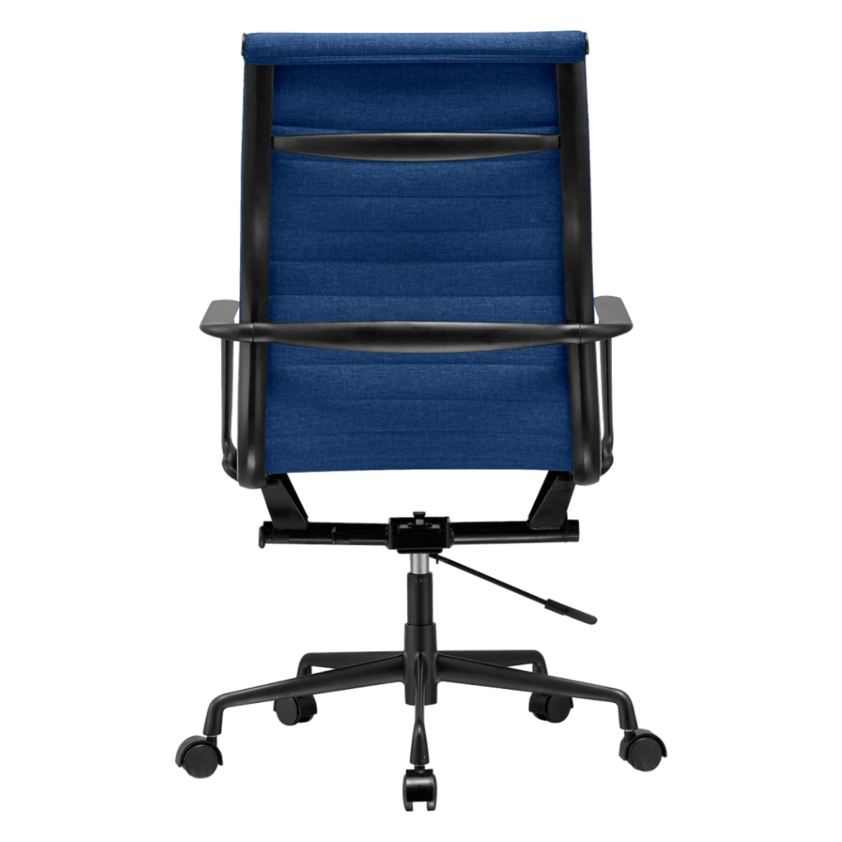 Silla Ejecutiva Premium Highback Acanalada Lino Azul Estructura Negra 4