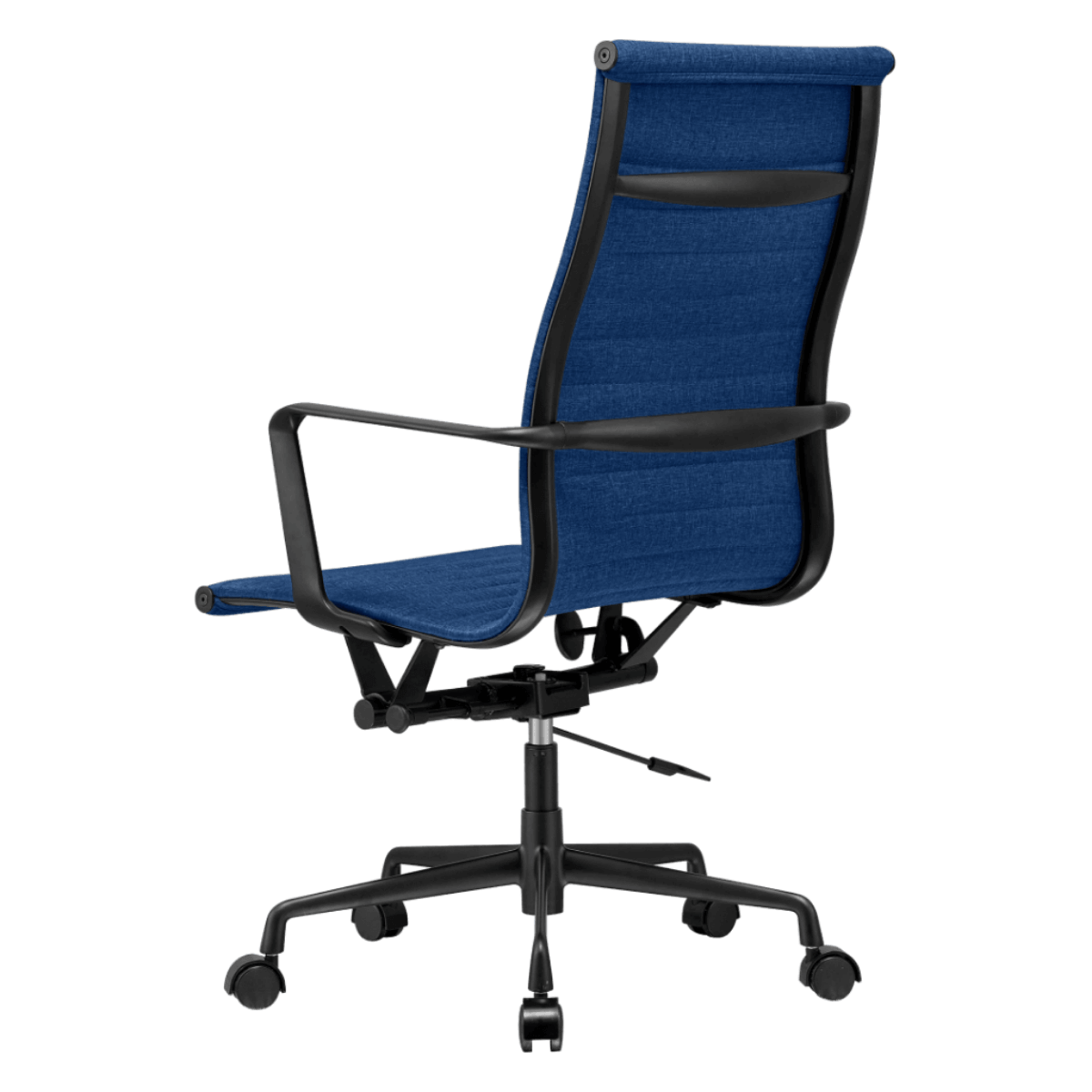 Silla Ejecutiva Premium Highback Acanalada Lino Azul Estructura Negra 5