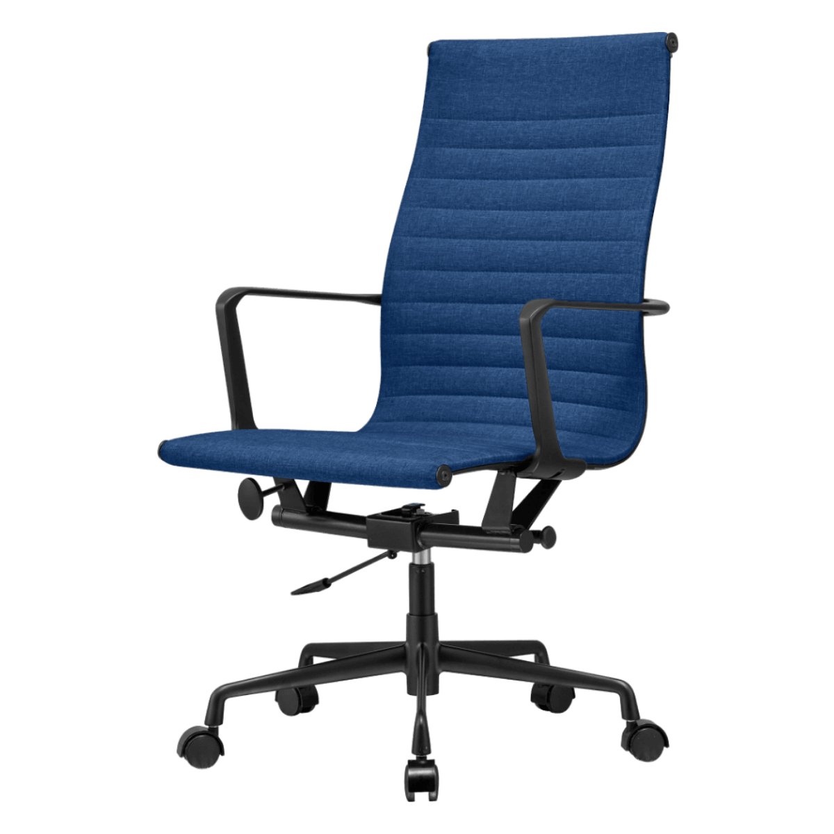 Silla Ejecutiva Premium Highback Acanalada Lino Azul Estructura Negra